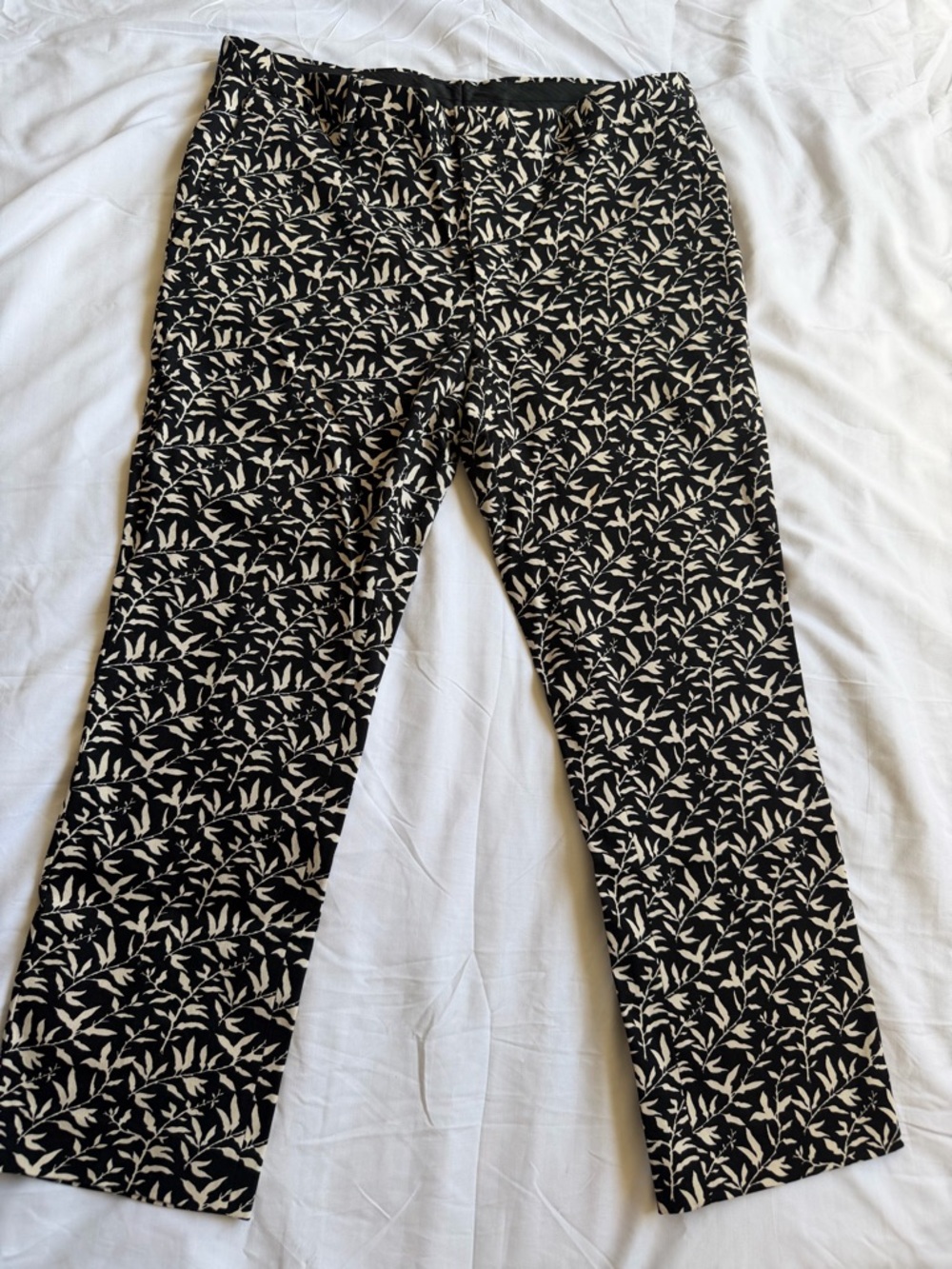 Topman Black and Cream Cotton Capri Slack Pants